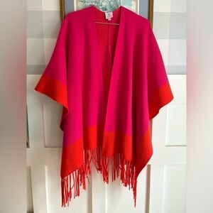 J Marie Bold Pink and Red Fringe Shawl Size M/L